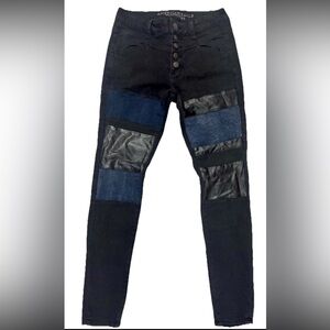 American Eagle 2014 Super Stretch HiRise Jeggings  Patchwork Sz.4 Button Fly